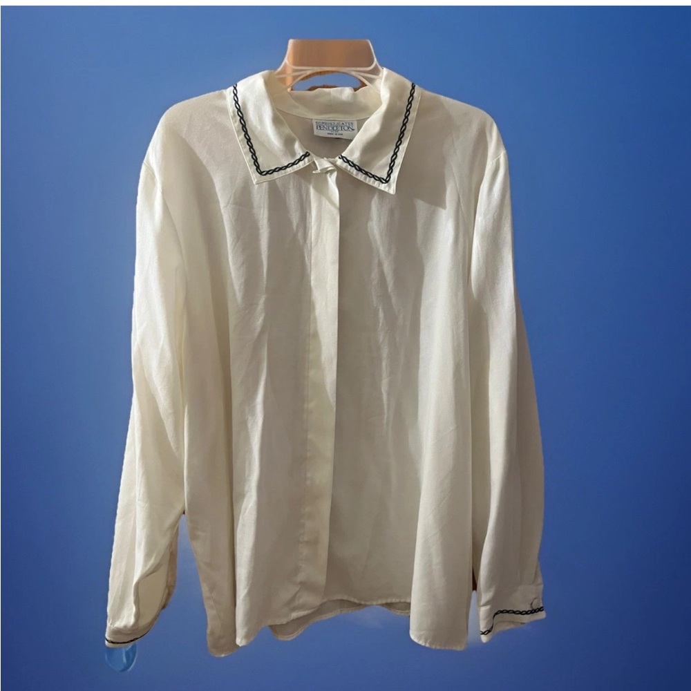 Vintage 80s Pendleton Sophisticates Plus 22 Ivory Blouse Old Money Academia
